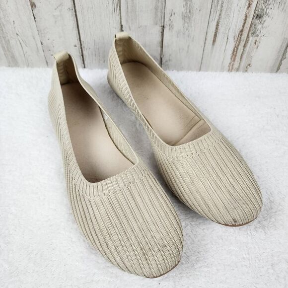 Danskin Hope Knit Ballerina Nude Flats Size 9 - Picture 1 of 8